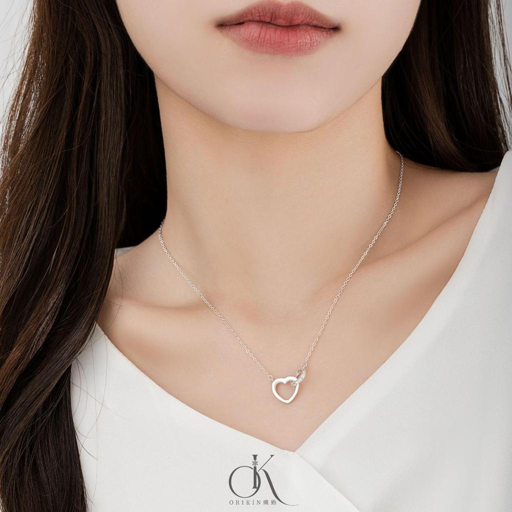 Necklace Mobius Heart SV999 Metal Allergy Free with Zirconia Ultra Light Anniversary Gift Adjustable Eternal Love Simple Daily Use D2838 [ORIKIN]
