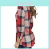 Women Vintage V-neck Loose Tops Long Sleeve Stylish T-shirt With Plaid Casual Design