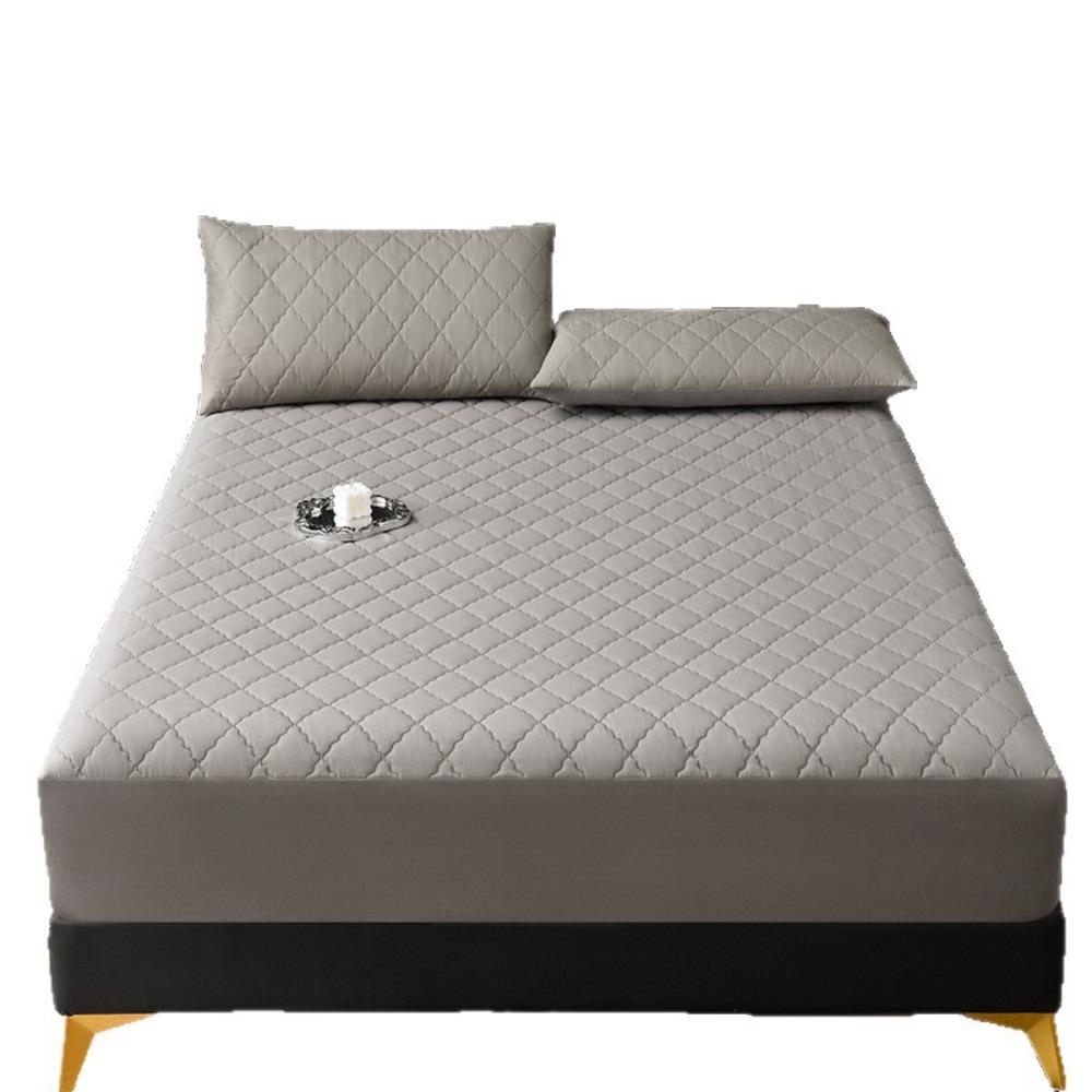 Waterproof Mattress Protector, Thick Quilted Solid Color Bed Cover with Deep Pocket,Warm Breathable Bedding for Bedroom Room Hotel, Without Pillowcase