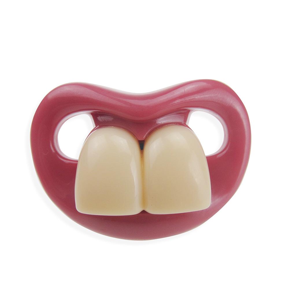 Baby Silicone Pacifier with Goofy Mustache & Teeth - Red Lips, 20 Styles