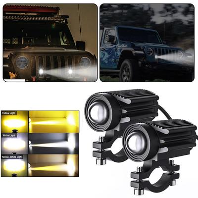 1 Pair Motorcycle 24W/12-80V LED Motorcycle Headlight Yellow White Hi/Lo Spot Light Driving Fog Lamp