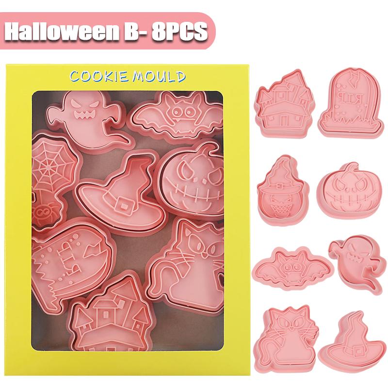 Halloween Cookie Cutters Set Pumpkin Ghost Skull Biscuit Mold 3D Pressing Biscuits Mould Cake Decorating Kids Baking Tools