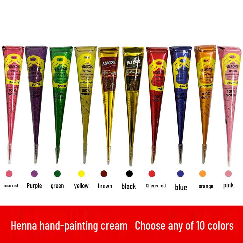 Henna Flower Tattoo Cream: Waterproof, Semi-Concealing, Hand-Painted Pigments