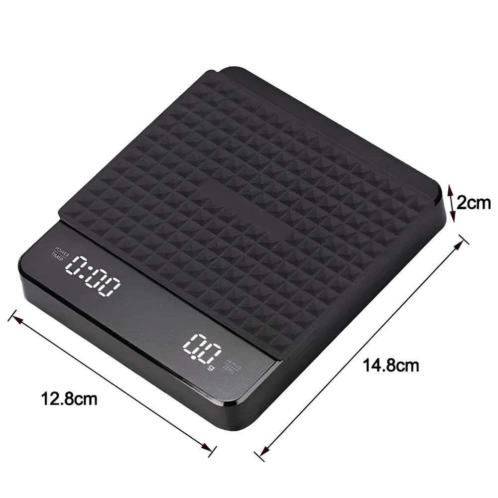 Electronic Coffee Scale with Silicone Pad Digital Coffee Scale with Timer LED Display USB Charging Home Cafe Use Good Gift