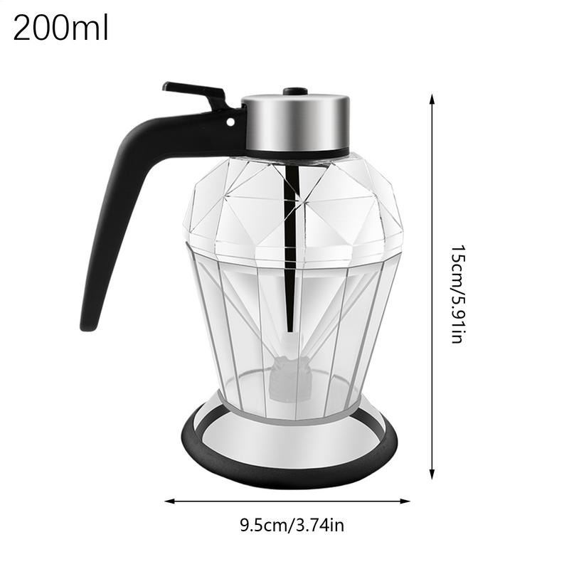 Diamond Shaped Glass Honey Dispenser 200ml Large Capacity Multifunctional Oil Bottle Vinegar and Sauce Dispensers Kitchen Tool