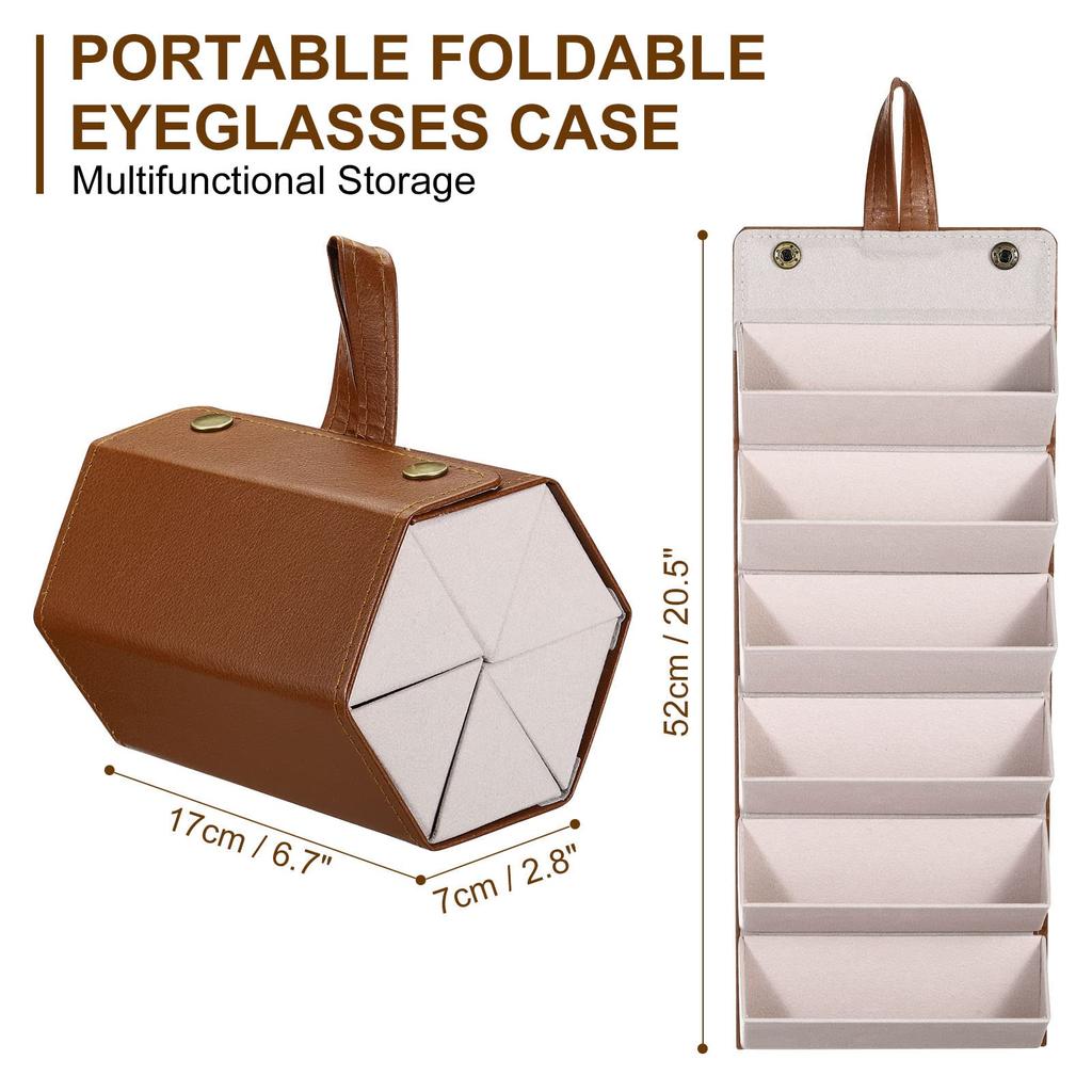 Sunglasses Travel Eyeglass Storage for Multiple Pairs of Foldable Sunglasses Portable Eyeglass Brown [PATIKIL] 6-Slot Organizer, Case, Eyeglasses,
