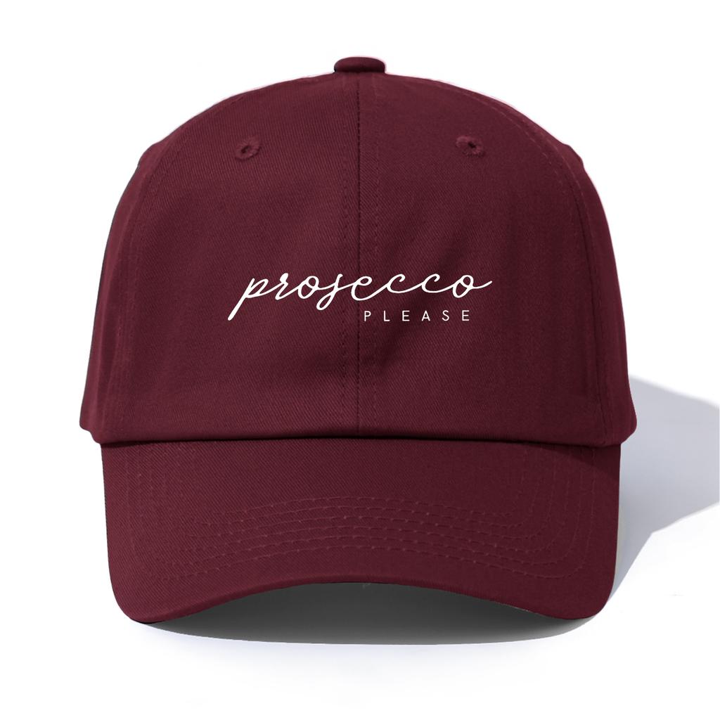 1pc PROSECCO Print Baseball Cap for Adults, Minimalist Retro Style Casual Soft Adjustable Dad Hat, Perfect As Gift