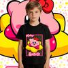 Kirby Anime Print Baumwoll-T-Shirt für Jungen Mädchen Kurzarm Lässiges Sommeroberteil Kinder Weiches Atmungsaktives T-Shirt