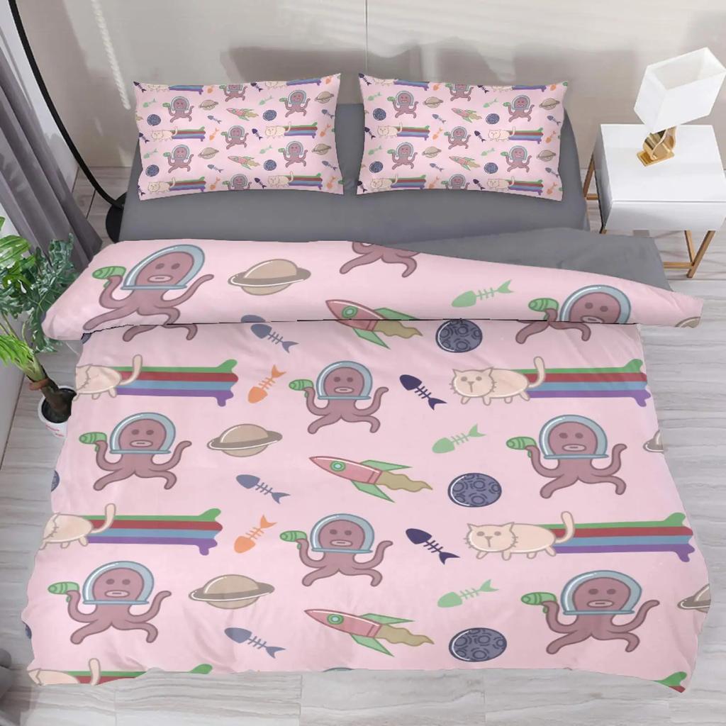 Alien Ufo Duvet Cover Queen Boys Kids Supernatural Martiansal Beings From Other Planets Head Of An Alien Polyester Qulit Cover
