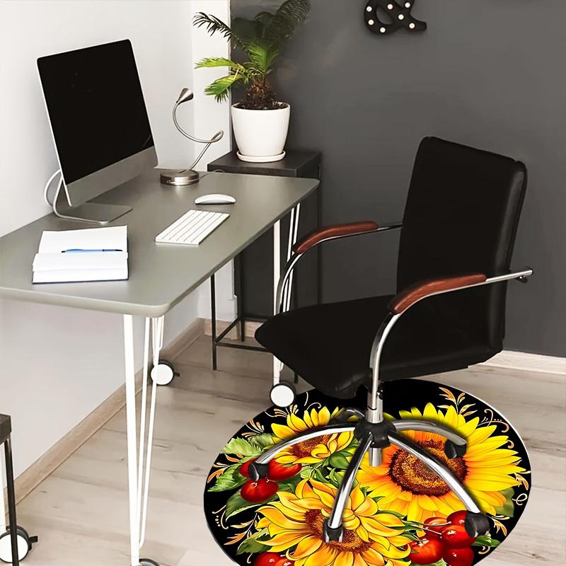 

1pc Office Carpet Chair Mats Sunflower Bouquet with Berries Perfect for Decorating Office Chairss, Or Bedrooms.YDT372 80cm by 80cm
