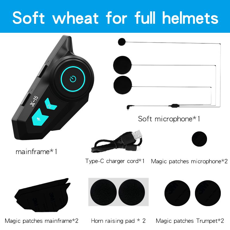 Motorcycle Helmet Headset Stereo BT 5.0 Bluetooth Wireless Helmet Headset Hands Free Call Music Motorbike Waterproof Headphone