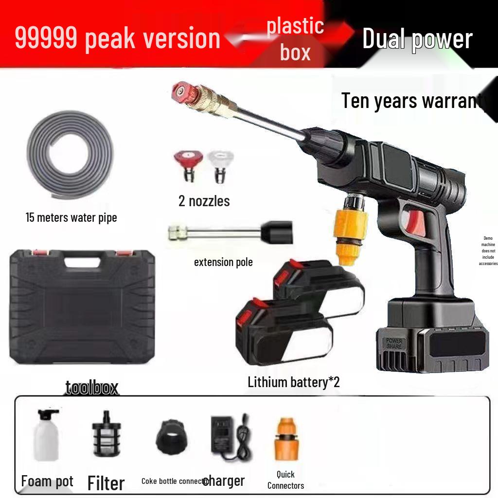 Portable High-Pressure Wireless Car Washer with Lithium Battery - Powerful Water Gun for Easy Car Cleaning