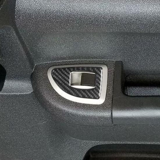 Carbon Fiber Rear Door Control Cover Trim For Chevrolet Silverado Extended Cab