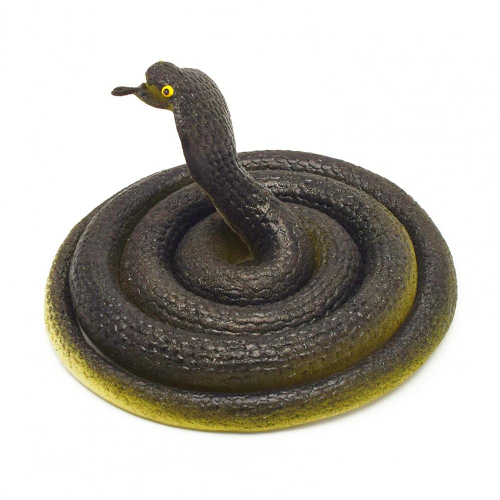 80cm Spoof Snake Toy Vivid Texture Flexible Body 3D Eyes Fake Snake Funny Tricky Toy Spoof Artificial Snake Toy Halloween Gift