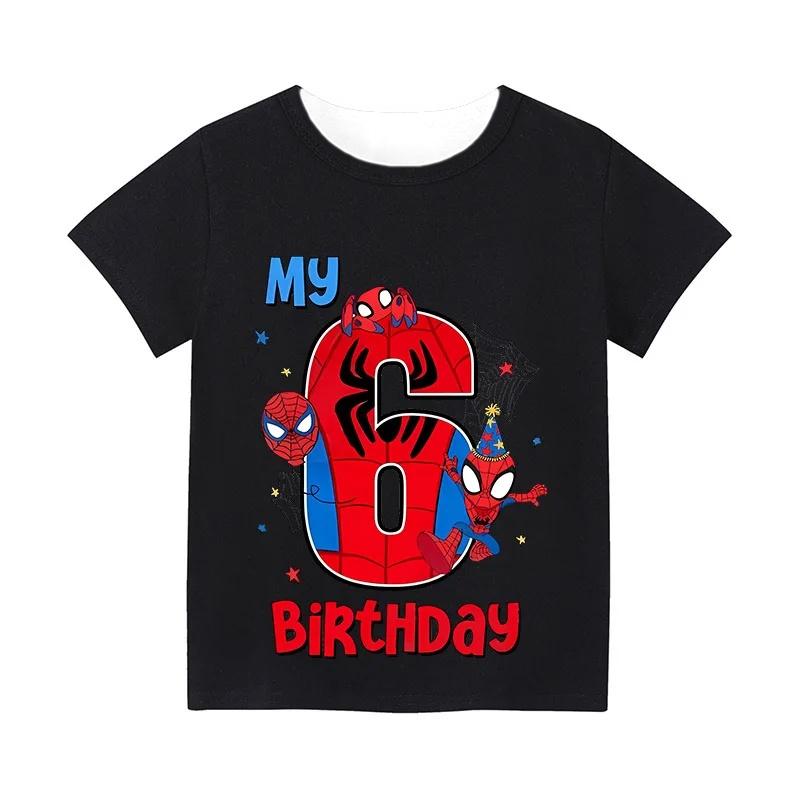 Spider Man Childrens Digital Tshirt Childrens Top Cartoon Summer Preschool Childrens Clothing Birthday Short Sleeved Tshirt