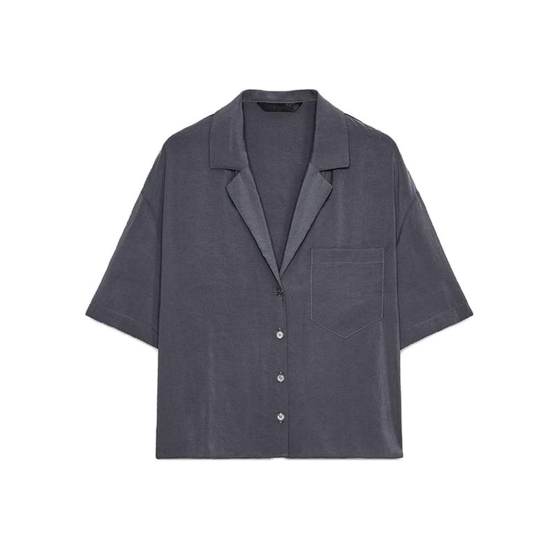 Paste Pocket Decoration Short sleeve Vertical V-neck Shirts 3718119 Mini Vertical Comfortable Mid Waist Shorts 3067431