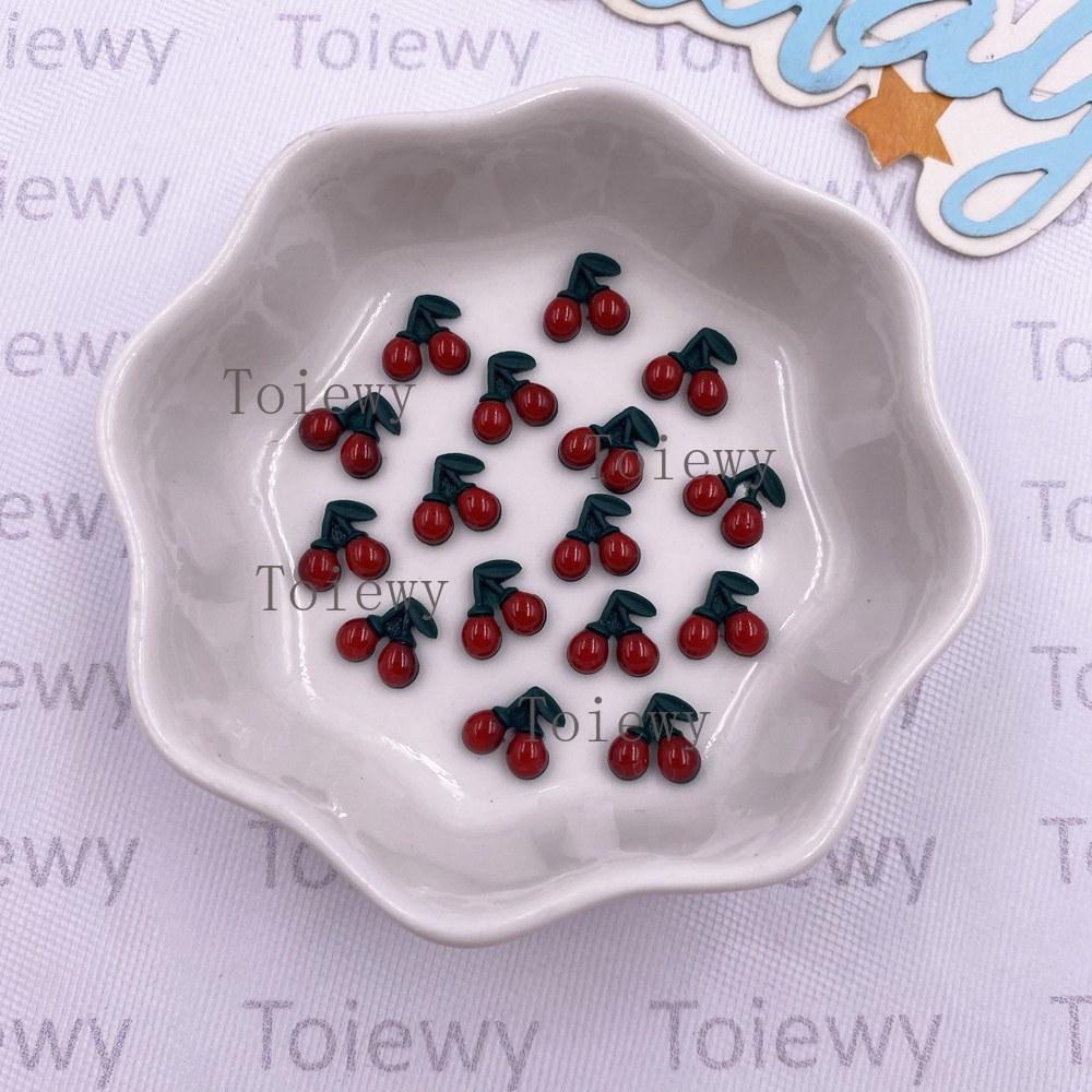 100pcs Resin Cute Colorful Mini Red Cherry Art Nail Flatback Stone Applique DIY Fruit Scrapbook Decor Jewelry Accessories Crafts