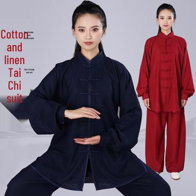 Γυναικείο Κοστούμι Tai Chi: Κεντητά Ρούχα για Παραστάσεις & Άσκηση Άνοιξης-Φθινοπώρου, Νέο Κινεζικό Μακρύ Στυλ Μέσου Μήκους
