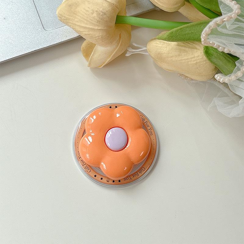 Hyuna Style Solid Color Floral Phone Holder with Magnetic Magsafe, Stable Retractable Design.