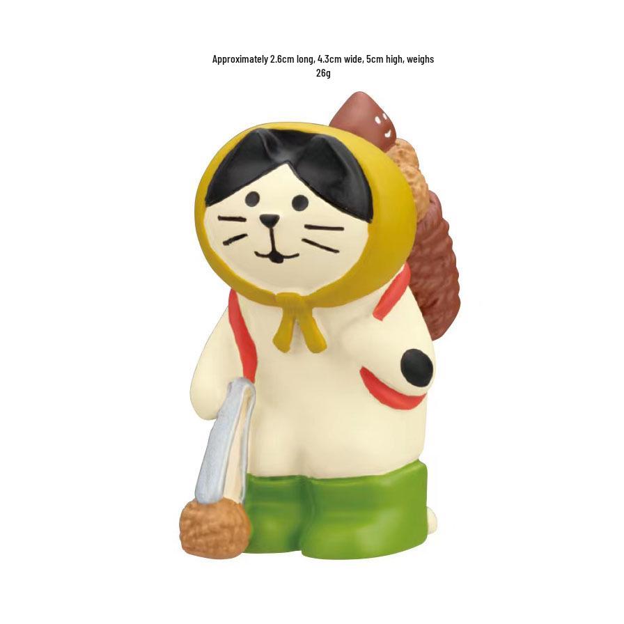 ZAKKA Autumn Harvest Resin Cat Figurine with Persimmon Tree - Trendy INS Blind Box Ornament