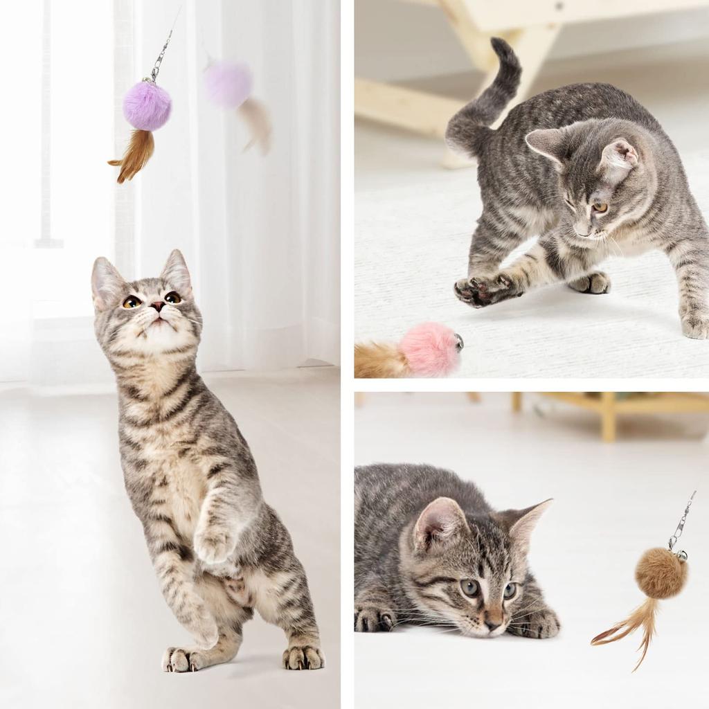 SONGWAY Cat Toy Balls, Cat Teasers, Feather Balls, Replacement Toys, Helps Cats Play and Exercise, Pack of 6