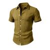 Men's Casual Stylish Textured Short-sleeved Shirt - Men's Loose-fitting Casual Lightweight Breathable Beach And Vacation Top