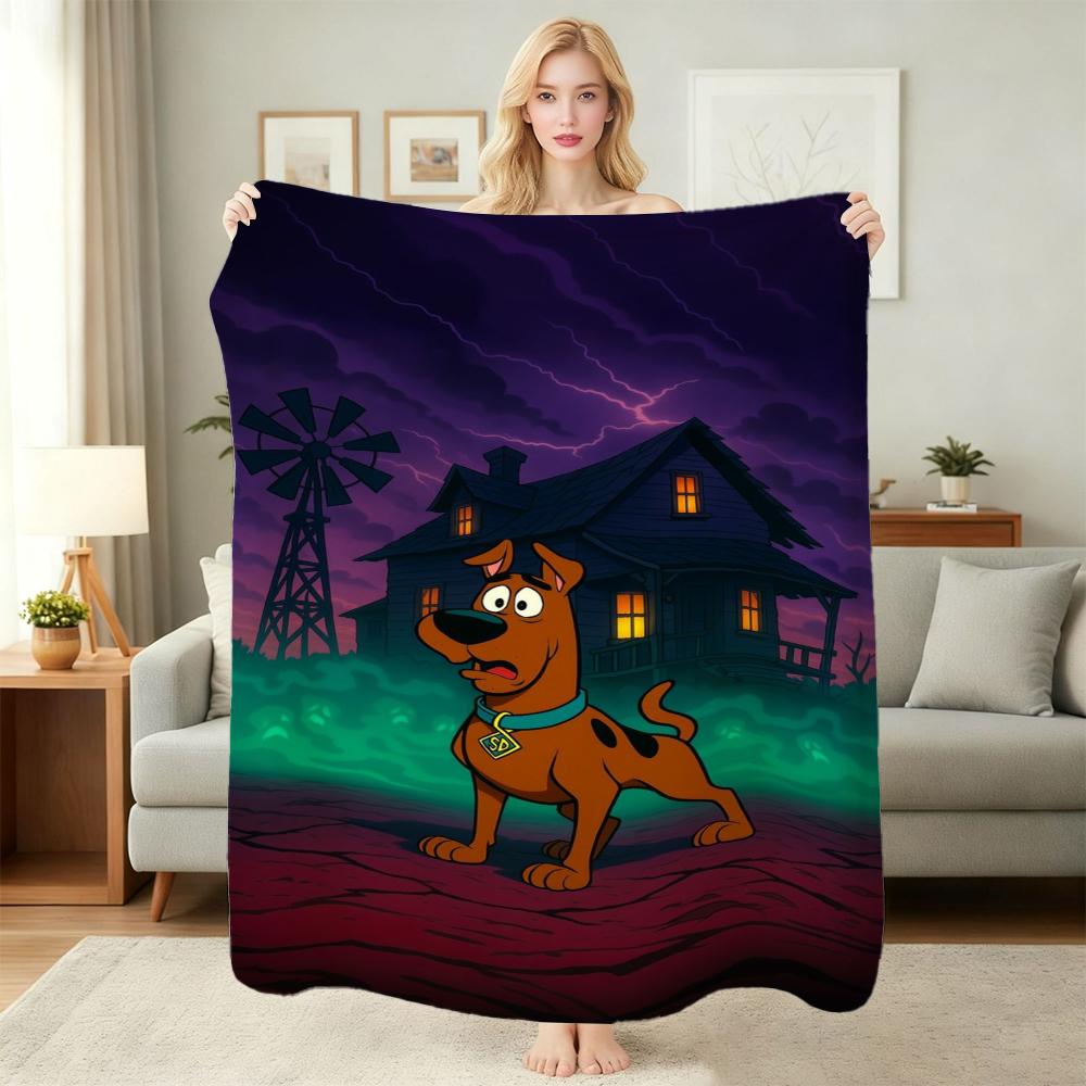 Cool Scooby Doo Flannel Printed Blanket Cozy Warm Fleece Blanket For Living Room Bedroom Gaming Room Lightweight Home Decor Valentine'S Day Gift