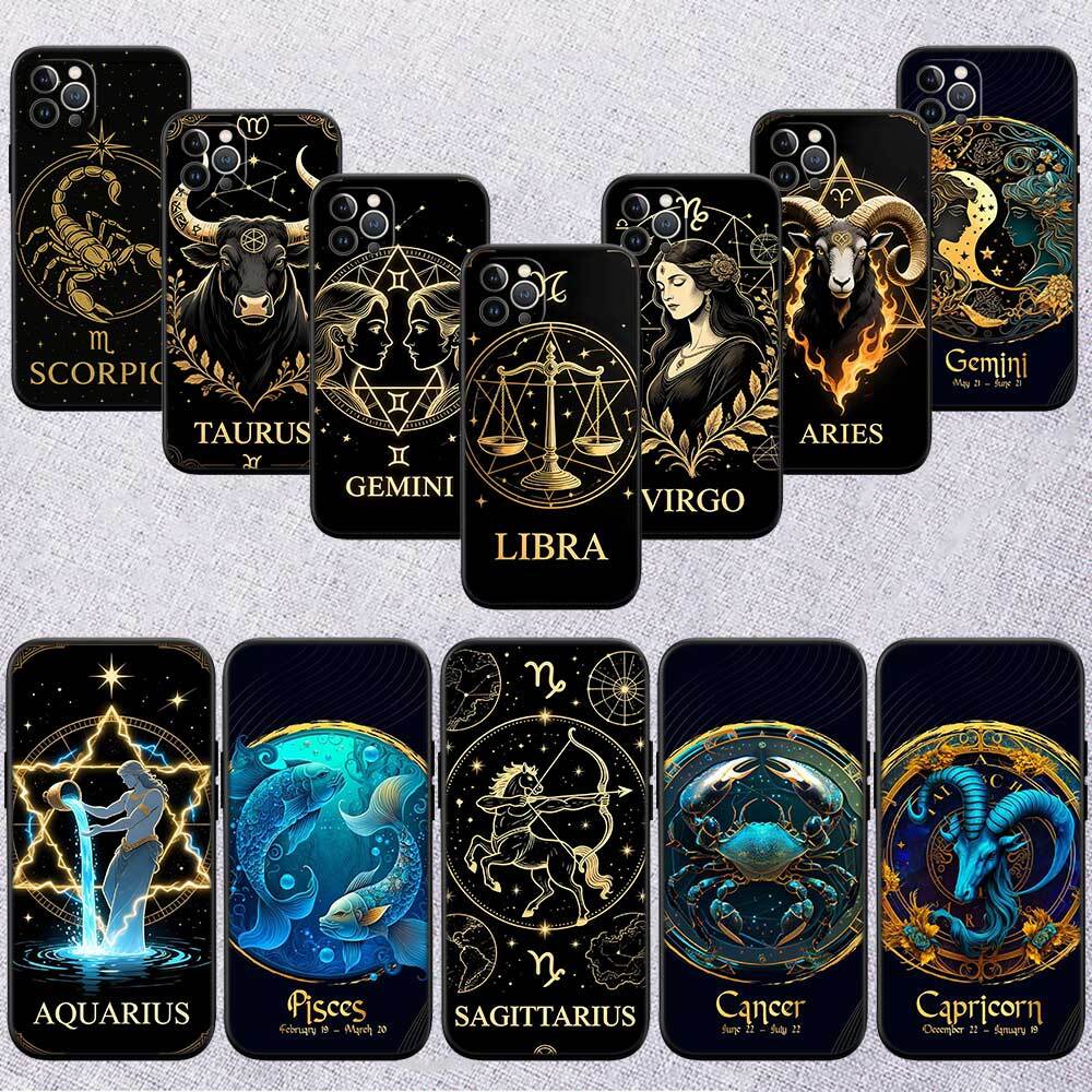 12 Constellation Card Phone Case for Redmi Note 12 12S 12C 13 13C 13R 14 14S 14R 14C 11A 13X A3 A3X A4 A5 Pro Max Plus