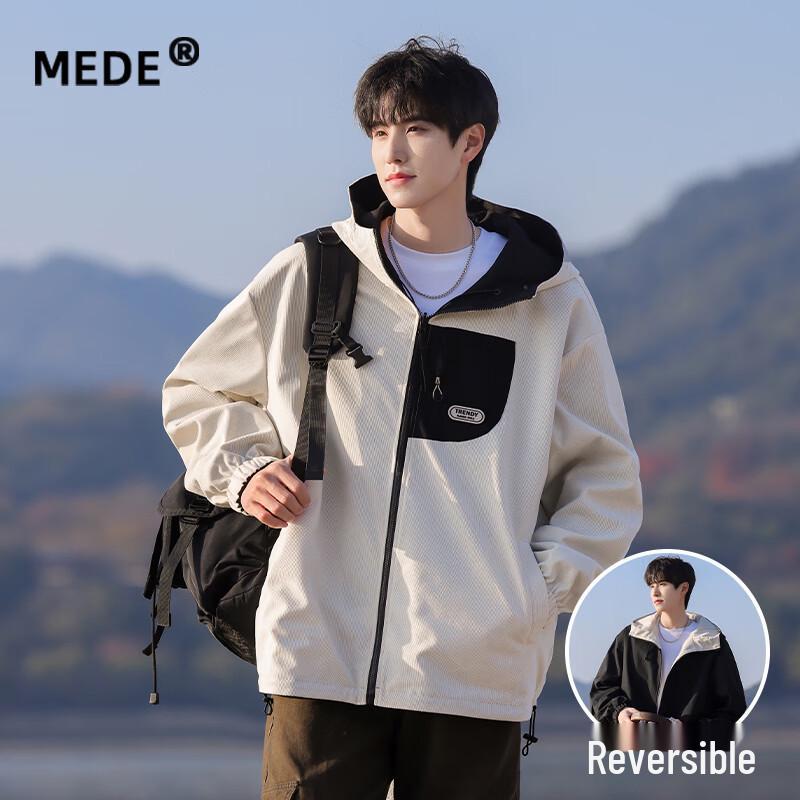 

MEDE Men s Reversible Color Block Hooded Jacket L