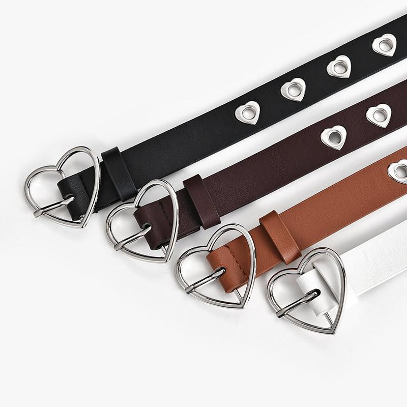 Fashionable Design Heart Decorative Womens Jeans Belt Made Of Faux Leather With Eyelet Details In Elegant Options Color