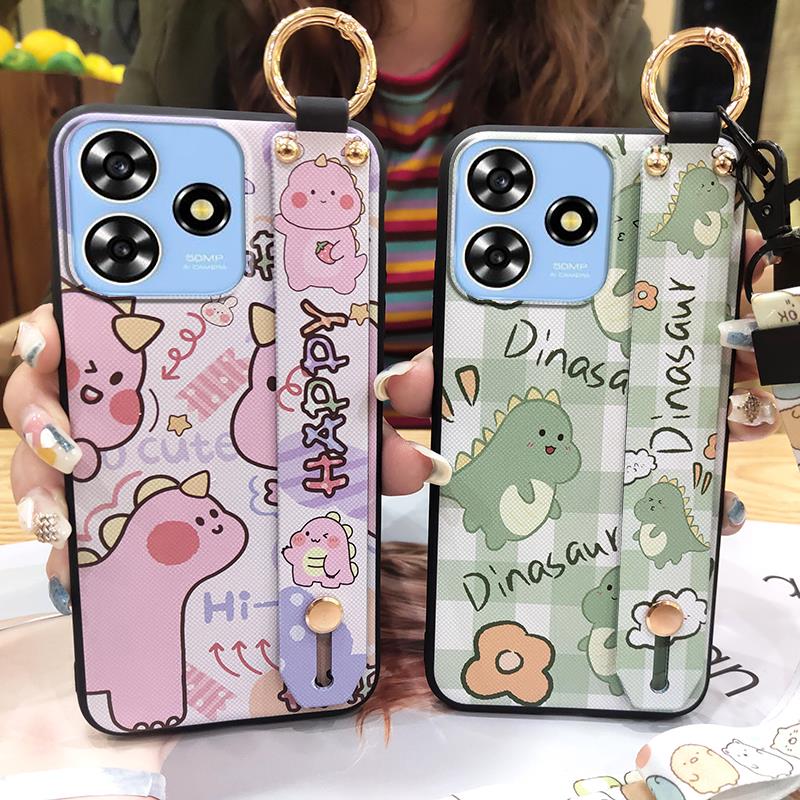 Dirt-resistant Wristband Phone Case For ZTE Blade A73 4G/V50 Smart Anti-knock Cartoon Wrist Strap Phone Holder Soft Case