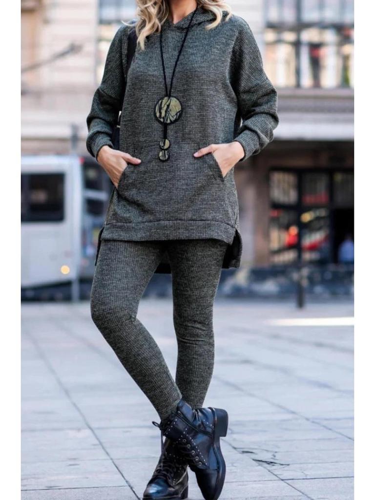 2025 Women's Fashion Sports Casual Two-Piece Hooded Set for Autumn/Winter