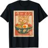 Katze Ramen Lustiges Japanisches Vintage Grafik T-Shirt Kawaii Anime Unisex-Erwachsene T-Shirt Schwarz Klein