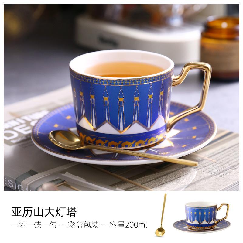 British Light Luxury Ceramic Coffee Cup European Small Luxury Coffee Cup Saucer Set Household High-End Cup Water Cup