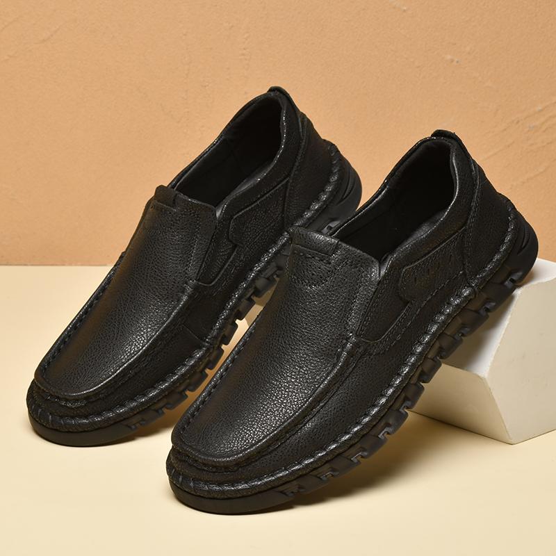 Fashion Genuine Leather Mens Casual Shoes Breathable Hollow Out Loafers New Fashion Handmade Hiking Shoes Retro Leisure Walking Footwear