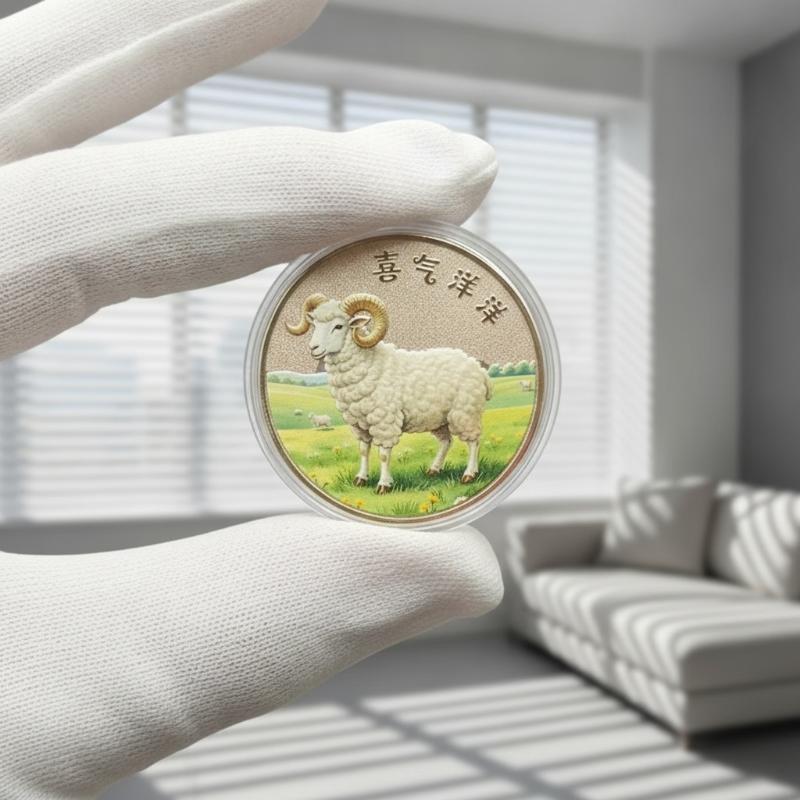 Year Of The Goat Souvenir Coins 2027 Zodiac Goat Collectible Coins New Year Gift Goat Metal Crafts Art Display Decor