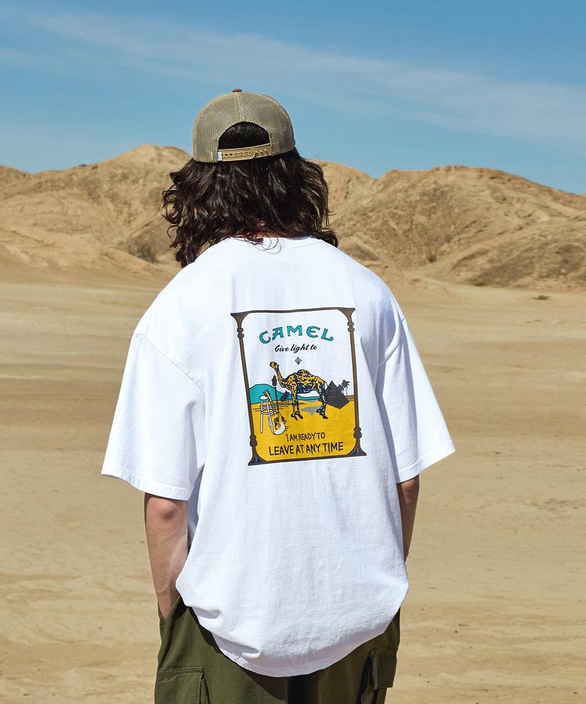 Peullukeu Camel Pigment Short Sleeve T-Shirt White Fst727