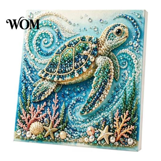 Ontspannend Weekend Creatief Project Oceaan Nep Parels Schilderset, Zeeleven 3D Kunst DIY Handgemaakte Muurbenodigdheden Zeeschildpad Vis Afbeelding Knutsel