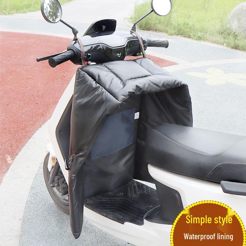 Electric Motorcycle Winter Windshield Cover - Extra Large, Fleece-Lined, Waterproof PU Leather