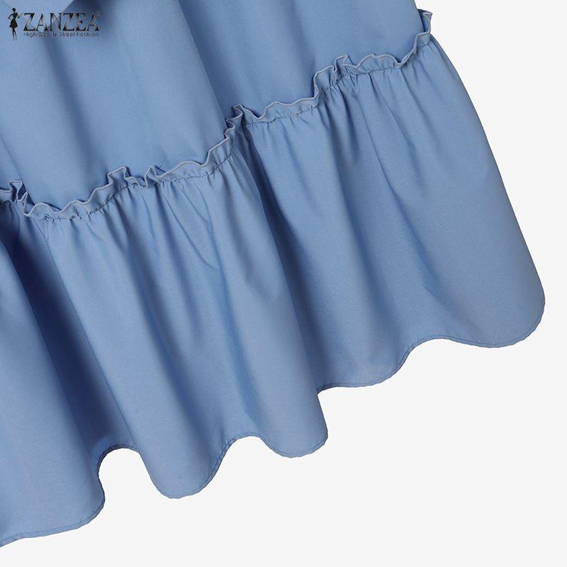 ZANZEA Ensembles Deux Pièces Élégants pour Femmes : Blouse à Manches Longues Bordée de Dentelle et Longues Jupes