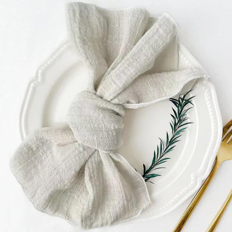 50pcs Handmade Gauze Napkins 30X30cm Cotton Cloth Napkins Fabric Serviette Gauze Table Towels for Wedding Party Baby Shower Set