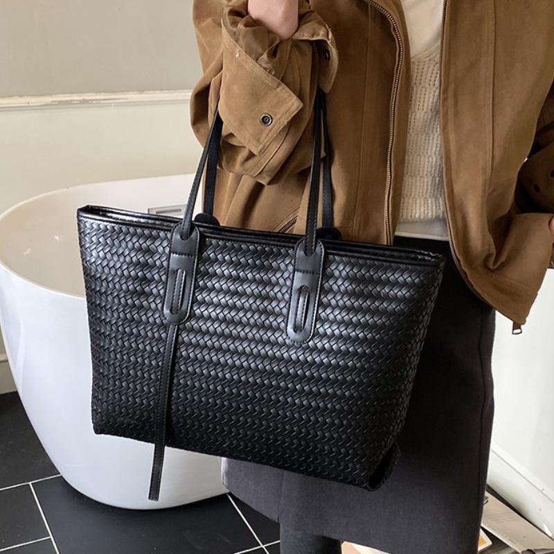 Luxury Woven Handbag For Women Large Capacity Top Handle Tote Bag Simple Casual Shoulder Bag New Vacation Commuter Underarm Bag
