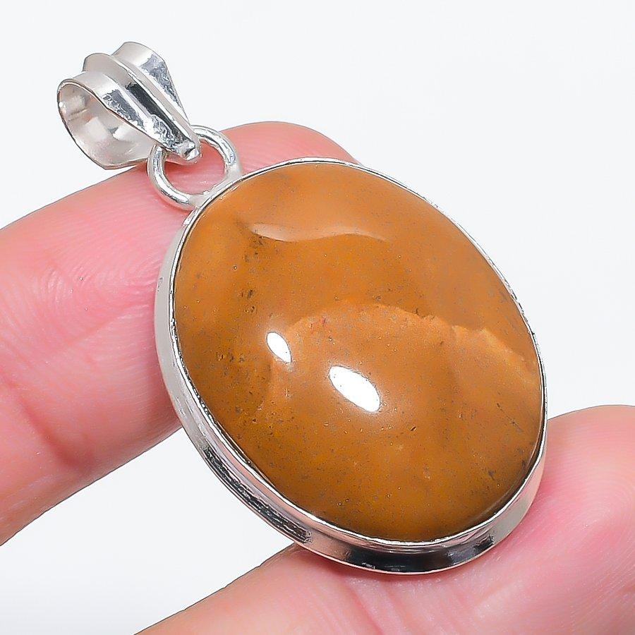 Natural Ocean Jasper Gemstone 925 Sterling Silver Jewelry Pendant 1.77" R4n53