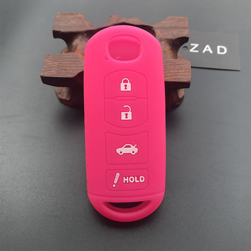 ZAD Silicone Car Key Cover Case For Mazda 2 3 5 6 8 CX5 CX7 CX9 M6 GT 2016 2017 2022 Remote Key Car-stying FOB 4 Buttons