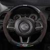 AQI1  Carbon Fiber Suede Car Steering Wheel Cover Anti Slip Car Interior Accessories For Jeep Wrangler Grand Cherokee Compass Renegade