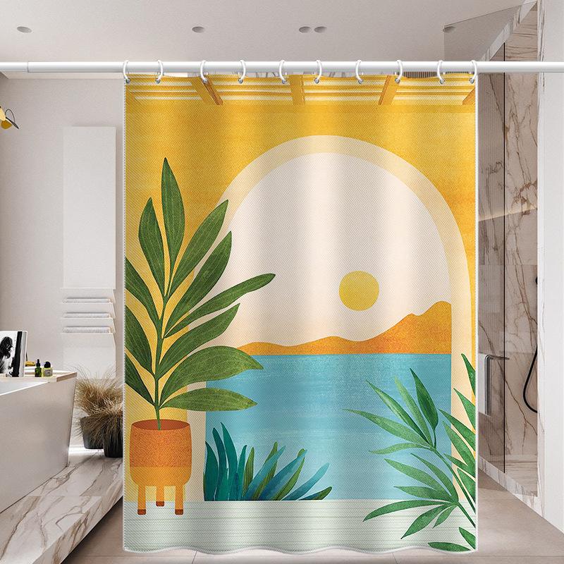 Badezimmer verdickter wasserdichter Vorhang, schimmelfester Duschvorhang, Duschtrennwand-Vorhang, Duschvorhang, Badezimmer-Vorhang, kostenlose Perforation