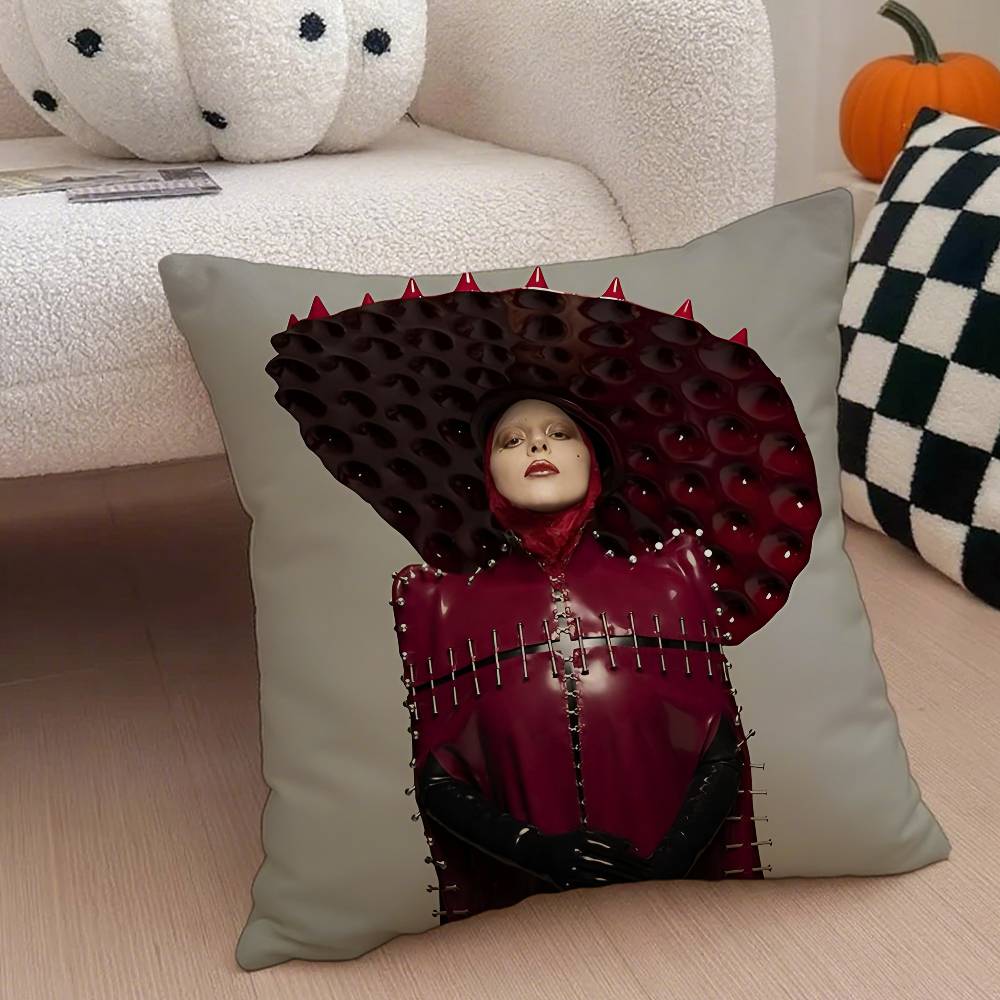 

Певица L-Lady Gaga Mayhem Наволочка Наволочка против пылевых клещей Невидимая молния Шелковистый короткий плюш Чехол для подушки дивана 12x12Inch