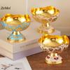 European-Style Patterned Fruit Plate, Fashionable Luxurious Bright Gold Tray, Home Living Room High-Foot Snack Plate Decoration