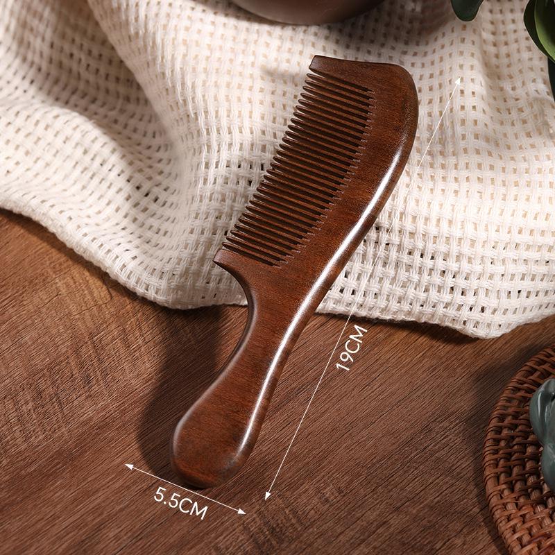 Sandalwood Wide-Tooth Comb - Anti-static Wooden Hair Comb for Men & Women, Portable Massage Brush for Straight Hair