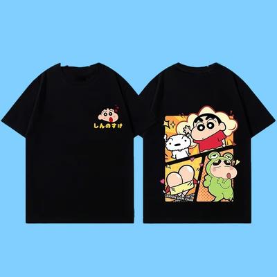Miniso New Summer Cotton Cartoon Crayon Shin-chan Print T-Shirt Unisex Street Style Summer Fashion Casual Crew Neck Cotton Top